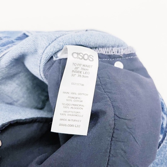 Asos Denim Striped Cuff Accent Cropped Denim Jeans 28 x30 - Picture 9 of 9